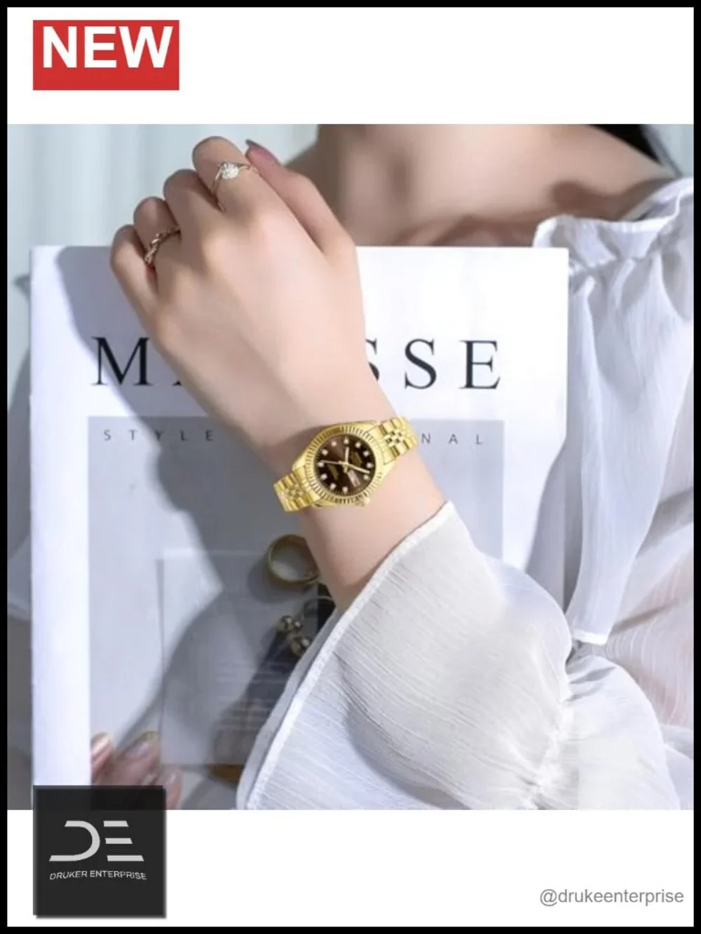 Stainless Steel Quartz Watch with Day-Date Display